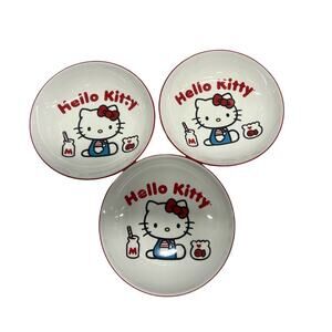 Set of 3 Hello Kitty Bowls, 9 inch Sanrio Hello Kitty Bowl